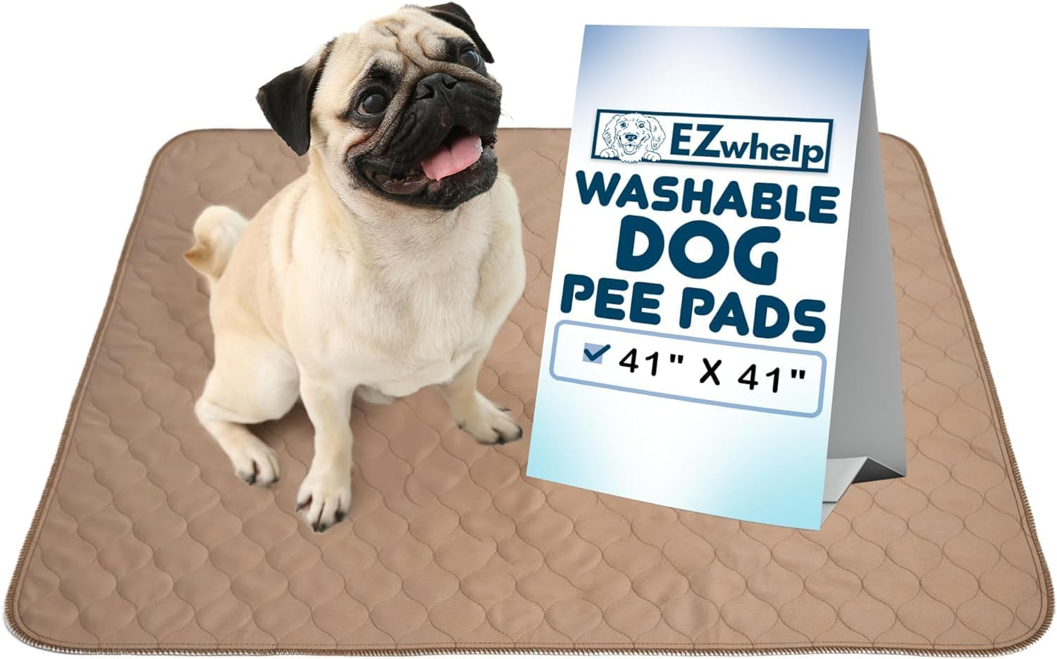 Reusable Dog Pee Pad, Waterproof Mat for Dogs and Puppies, 41"X41" W/ Grommets